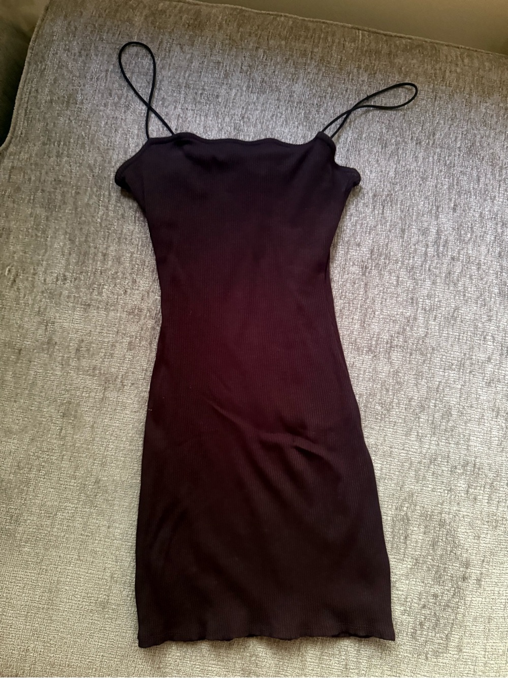 Windsor Black Ribbed Mini Slip Dress with Spaghetti Straps